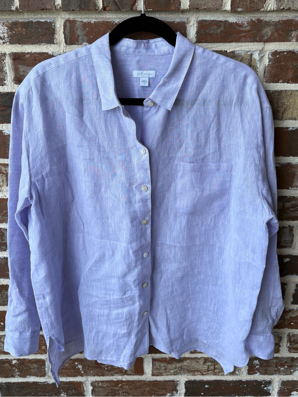 J Jill Love Linen Oversized Button Down Shirt Size MediumLavender - Picture 2 of 16